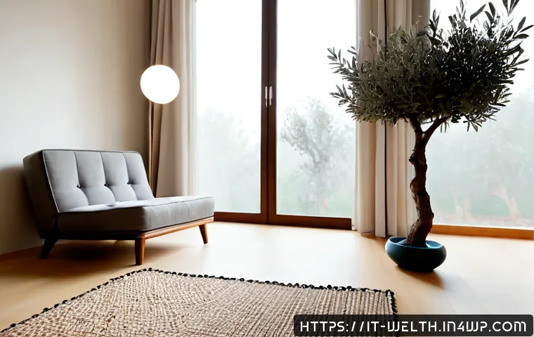 Home 10 스마트홈 환경에서의 명상 및 휴식 공간 조성 - Photorealistic smart home meditation corner in a sunlit contemporary Italian apartment, comfortable ...